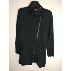 Cabi Turtleneck  Asymmetrical Zip Coat Sm Edgy Olive Green Y2K City